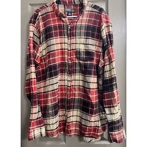 Northern Expedition Limited Cotton Flannel Shirt Beige Blue Mens Sz XXL Plaid